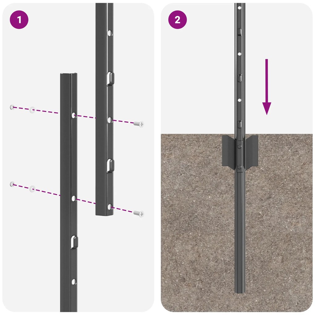 vidaXL Πό posts φράχτη Άλλο 44 pcs Γκρι 100 x 1.2 μ