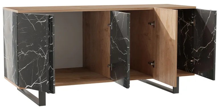 Μπουφές Amanda pakoworld καρυδί-μαύρο 160x40x78.5εκ - 120-000188 - 120-000188