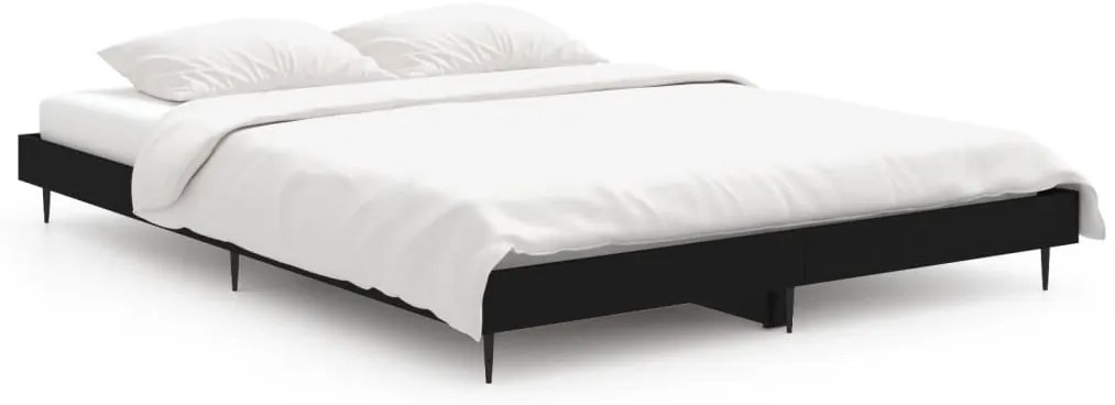 vidaXL Πλαίσιο Κρεβατιού Μαύρο 135x190 εκ. Επεξεργ. Ξύλο