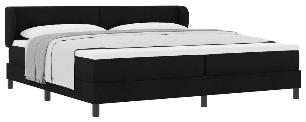vidaXL Κρεβάτι Box Spring με Στρώμα Μαύρο 200x200 εκ. Υφάσματος