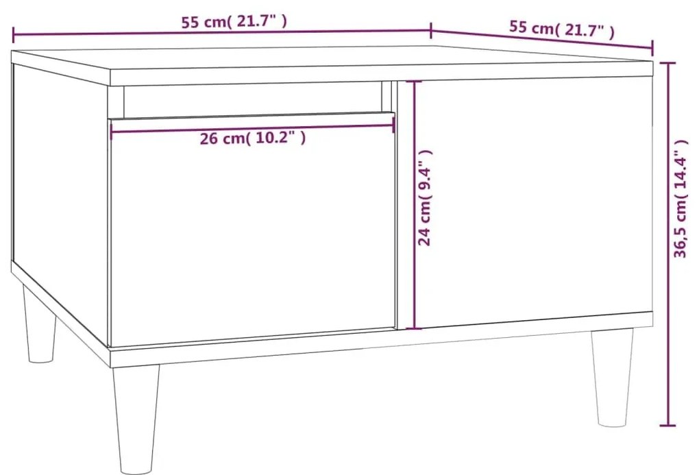 Τραπεζάκι Σαλονιού Καπνιστή Δρυς 55x55x36,5εκ. Επεξεργασμ. Ξύλο - Καφέ