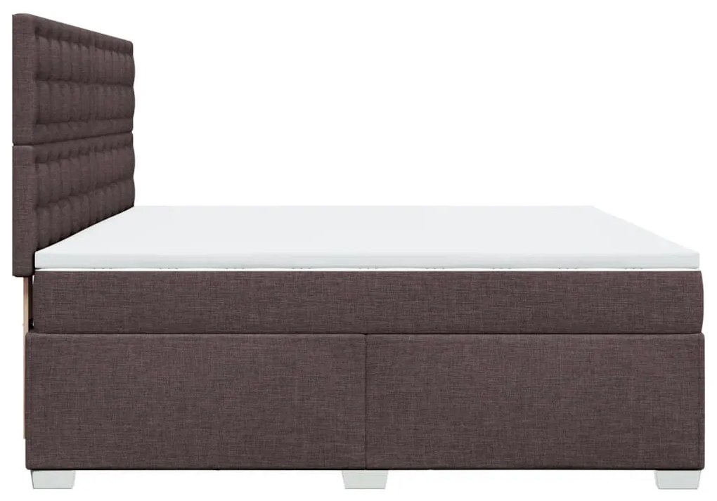 Κρεβάτι Boxspring με Στρώμα Σκούρο Καφέ 200x200 εκ. Υφασμάτινο - Καφέ