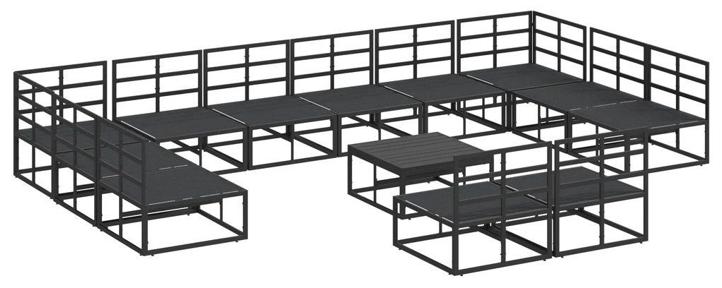 vidaXL Σετ Καναπέ Κήπου με μαξιλάρι 13 pcs Μαύρο Αλουμίνιο