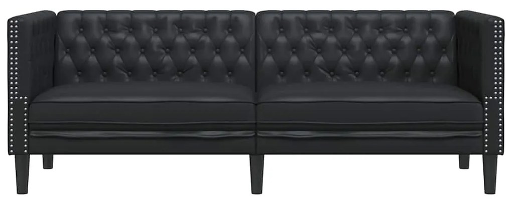 vidaXL Καναπές Chesterfield Μαύρο 194 x 74.5 x 70.5 εκ. Τεχνητό δέρμα