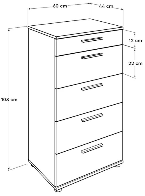 Συρταριέρα Trendline Megapap σε χρώμα καρυδί 60x44x108εκ. - GP009-0100