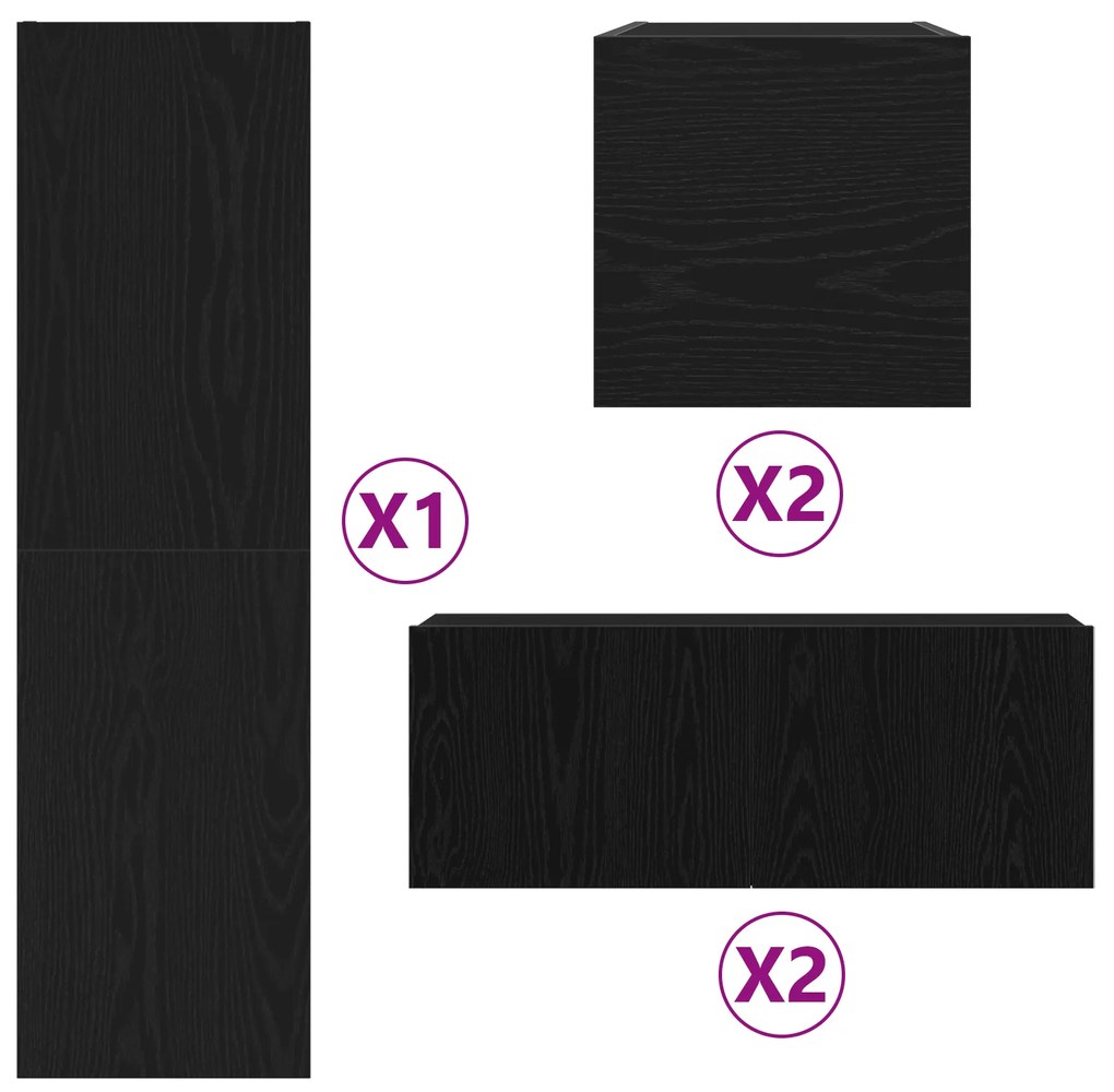 vidaXL Σετ Τηλεοπτικής Ντούσας 6 pcs Μαύρη δρυς 160 x 30 x 30.5 εκ.