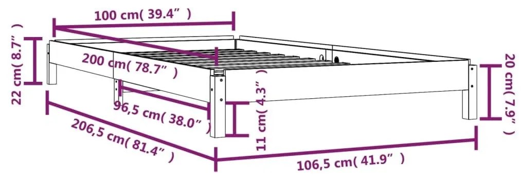 Κρεβάτι Στοιβαζόμενο 100 x 200 εκ. από Μασίφ Ξύλο Πεύκου - Καφέ