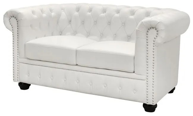 ΚΑΝΑΠΕΣ 2ΘΕΣΙΟΣ T.CHESTERFIELD HM3010.02 ΤΕΧΝΟΔΕΡΜΑ ΛΕΥΚΟ ΜΑΤ 155x90x73 εκ.