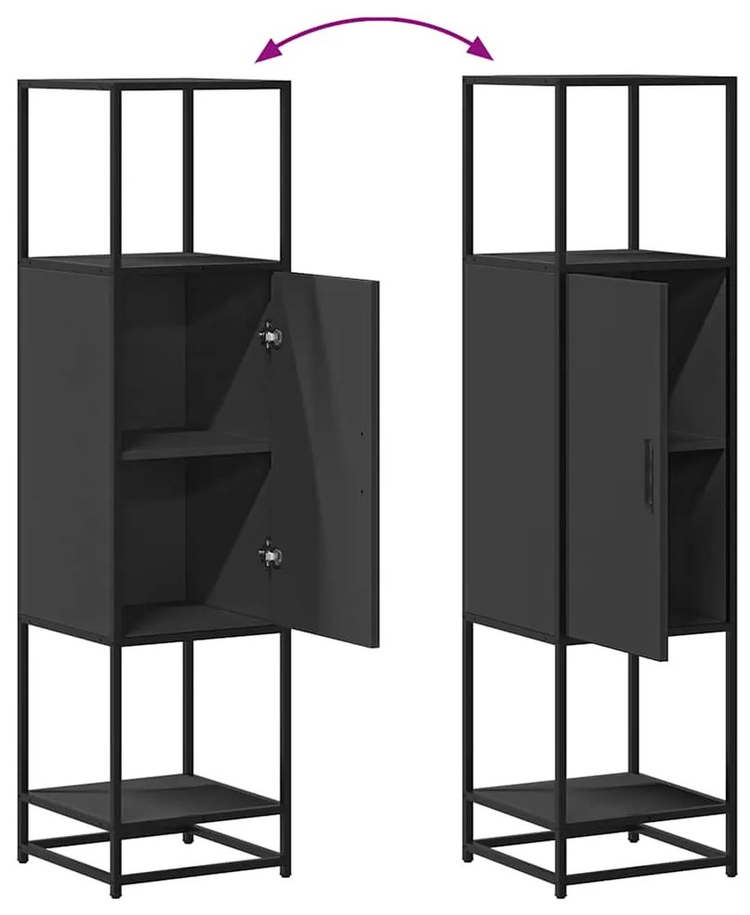 Highboard Μαύρο 35,5x35x139 cm Κατασκευασμένο ξύλο και μέταλλο - Μαύρο