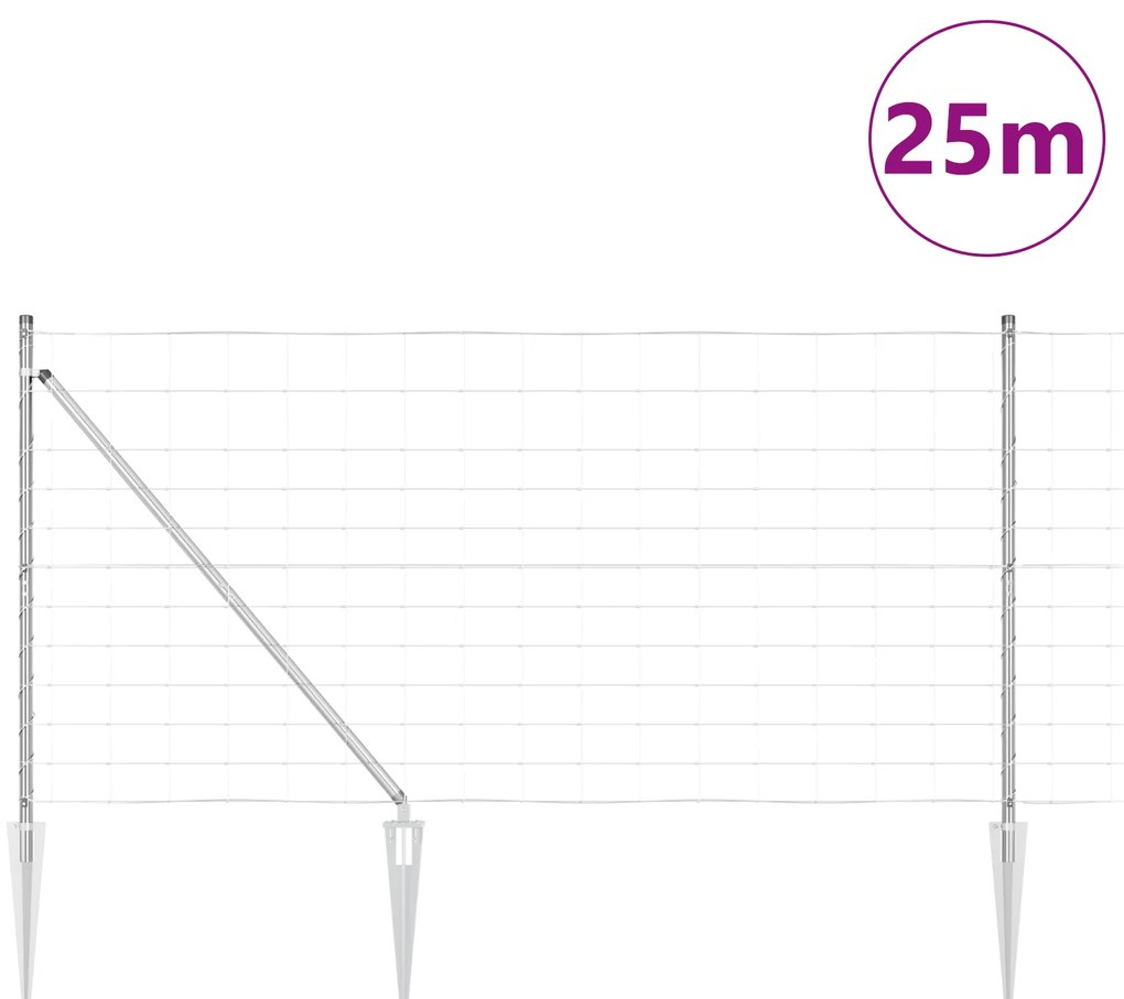 vidaXL Φράχτης Πεδίων 1.2x25 μ Κα galvanised Ατσάλι