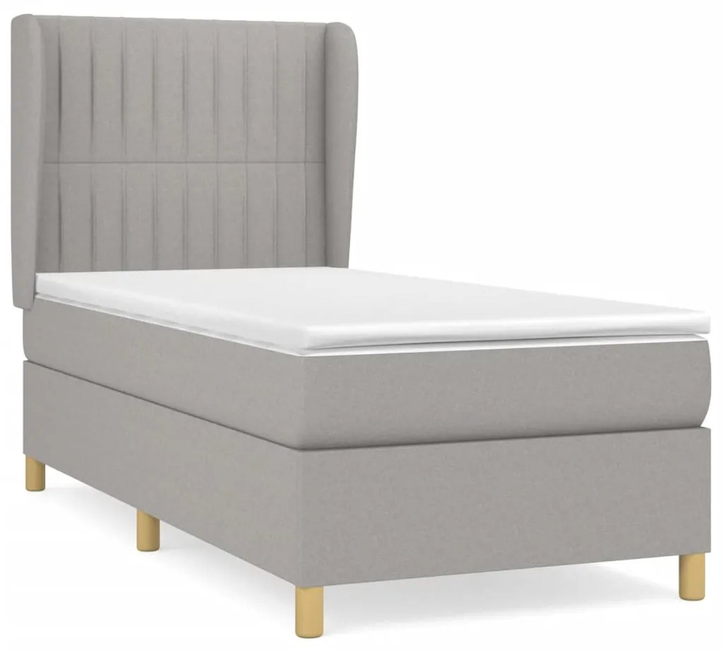 ΚΡΕΒΑΤΙ BOXSPRING ΜΕ ΣΤΡΩΜΑ ΑΝΟΙΧΤΟ ΓΚΡΙ 90X190 ΕΚ. ΥΦΑΣΜΑΤΙΝΟ 3128645