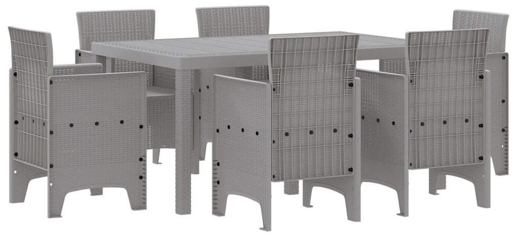 vidaXL Σετ Τραπεζαρίας Κήπου 7 pcs Ανοιχτό γκρι Πλαστικό