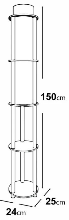 Φωτιστικό δαπέδου Nova Megapap MDF - PVC ύφασμα χρώμα καρυδί - μαύρο 24x25x150εκ.