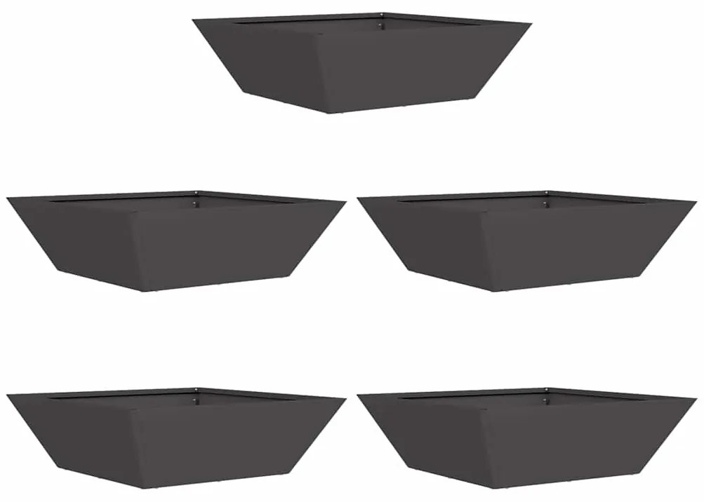vidaXL Γλάστρα Κήπου 5 pcs Μαύρο 50 x 50 x 15 cm Ατσάλι