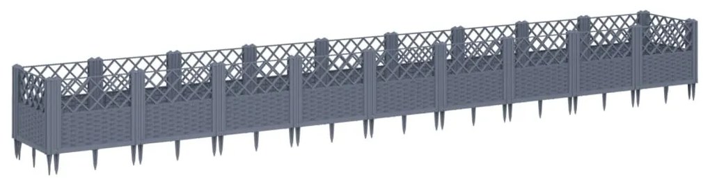 vidaXL Ζαρντινιέρα με Πασσάλους Μπλε Γκρι 363,5x43,5x43,5εκ. Πολυπροπυλένιο