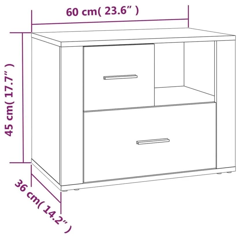 Κομοδίνο Sonoma Δρυς 60 x 36 x 45 εκ. από Επεξεργασμένο Ξύλο - Καφέ