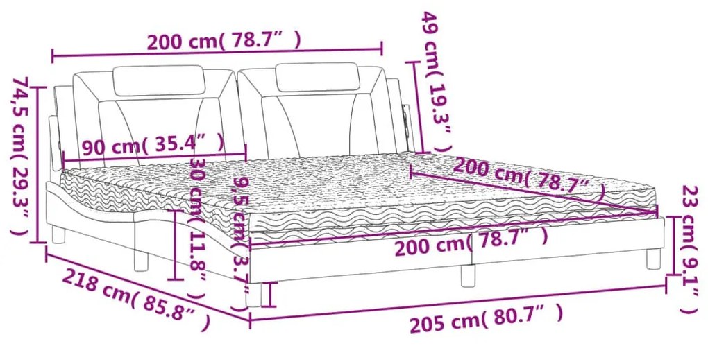 Κρεβάτι με Στρώμα Καφέ 200x200 εκ. Συνθετικό Δέρμα - Καφέ