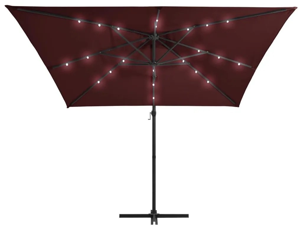 Ομπρέλα Κρεμαστή με LED Φώτα Μπορντό 250 x 250 εκ. - Κόκκινο