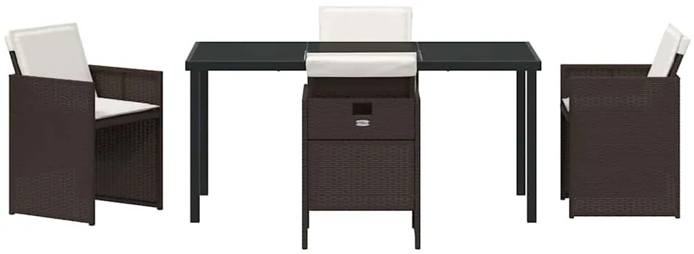vidaXL Σέτ φαγητού για κήπο με μαξιλάρι 5 pcs Καφέ συνθετικό ρατάν