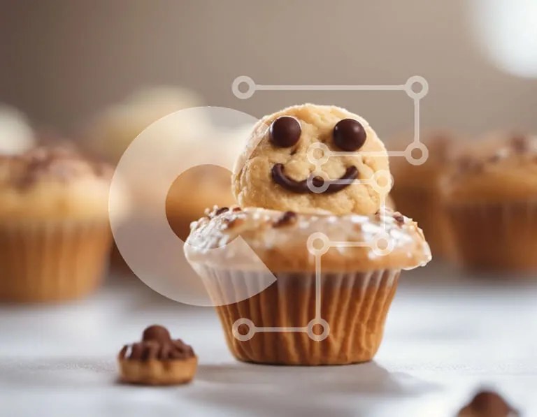 Intra Συλλεκτικό Ξύλινο Παζλ Plywood  4mm - Smiley Cupcake με τσιπς σοκολάτας και ψεκασμούς Σε Ξύλινο Κουτί - Διαστάσεις: 10x10 cm – 25 κομμάτια