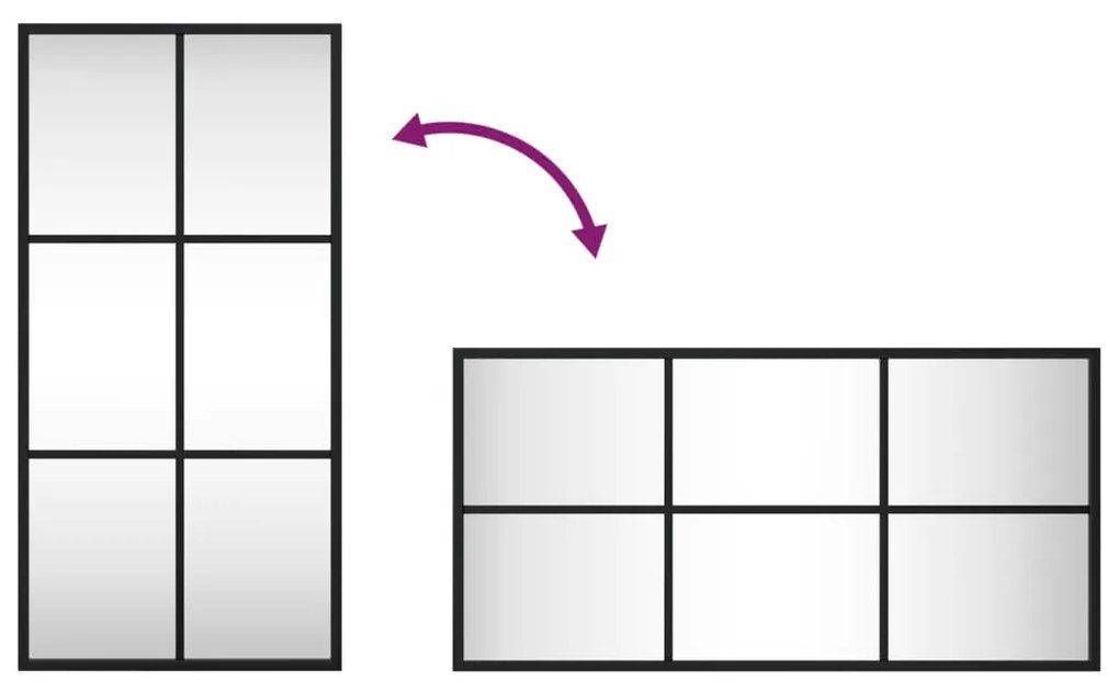 vidaXL Καθρέφτης Ορθογώνιος Μαύρος 30 x 60 εκ. από Σίδερο