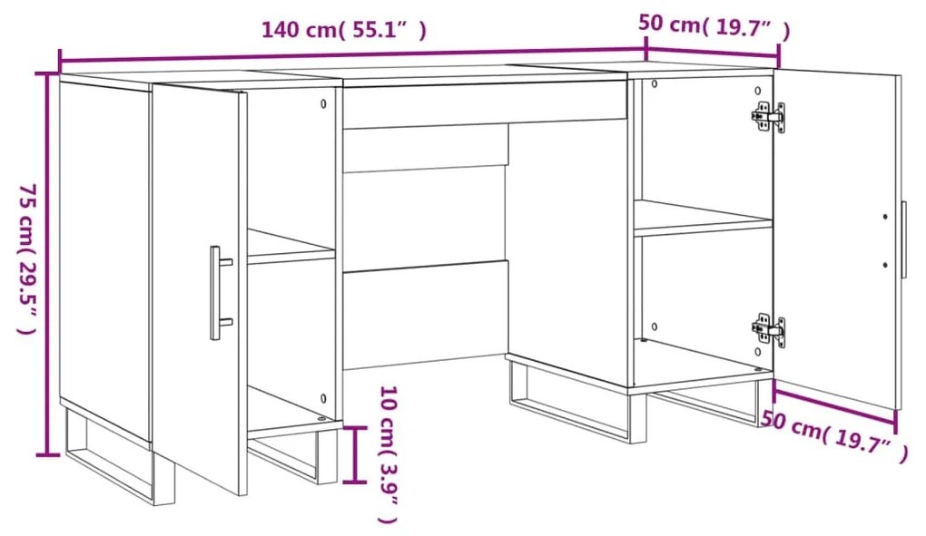 Γραφείο Λευκό 140 x 50 x 75 εκ. από Επεξεργασμένο Ξύλο - Λευκό