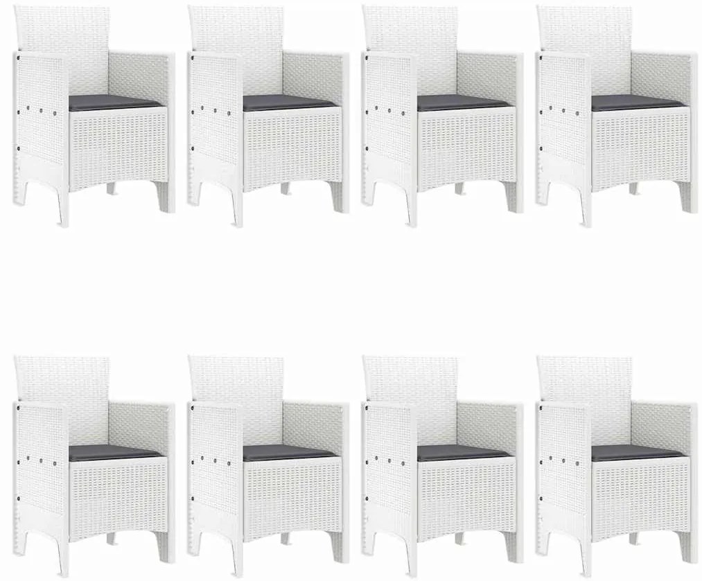 vidaXL Σέτ φαγητού για κήπο 9 pcs Λευκό Rattan Polt