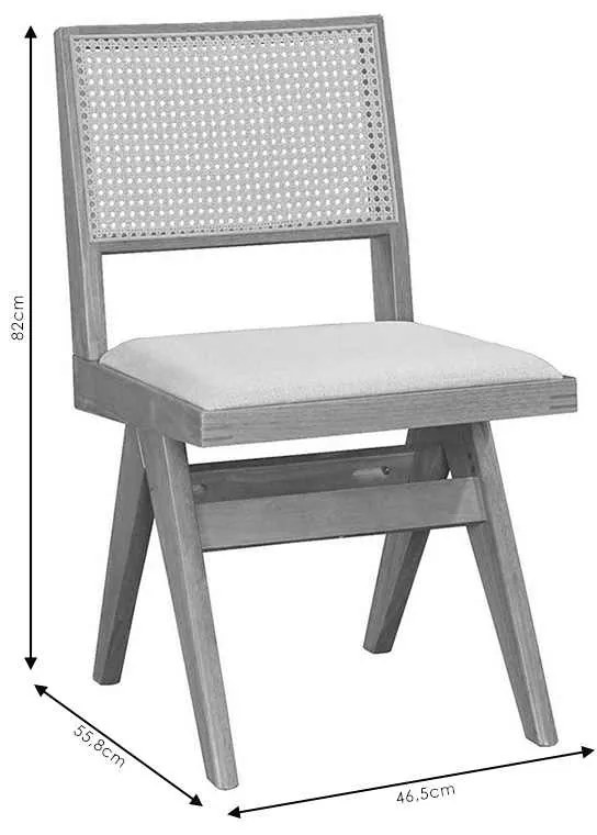 Καρέκλα Winslow pakoworld ξύλο rubberwood μαύρο-pvc rattan φυσικό-ύφασμα γκρι