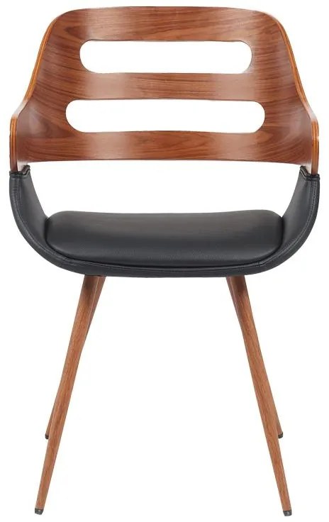 Καρέκλα - Πολυθρόνα Fern PU μαύρο-ξύλο καρυδί απόχρωση 52x59x80εκ 52x59x80 εκ.