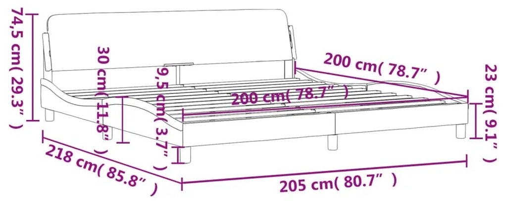 Σκελετός Κρεβατιού Χωρίς Στρώμα Αν. Γκρι 200x200 εκ. Βελούδινο - Γκρι