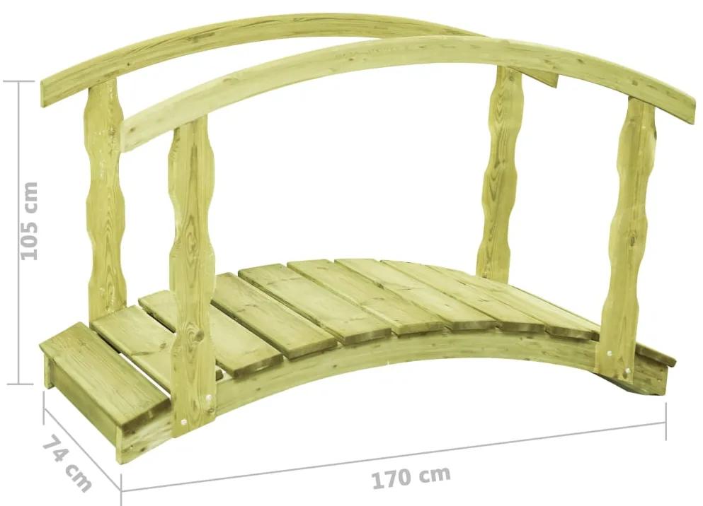 vidaXL Γέφυρα Κήπου με Κουπαστή 170x74x105 εκ. Εμποτισμένο Ξύλο Πεύκου