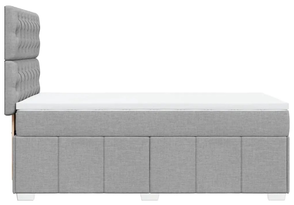 vidaXL Κρεβάτι Boxspring με Στρώμα Ανοιχτό Γκρι 100x200 εκ. Υφασμάτινο