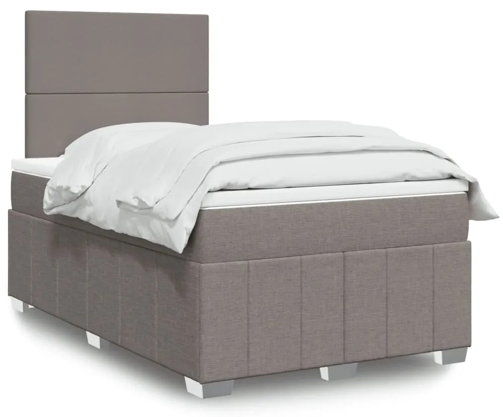 Κρεβάτι Boxspring με Στρώμα Taupe 120x190 εκ. Υφασμάτινο