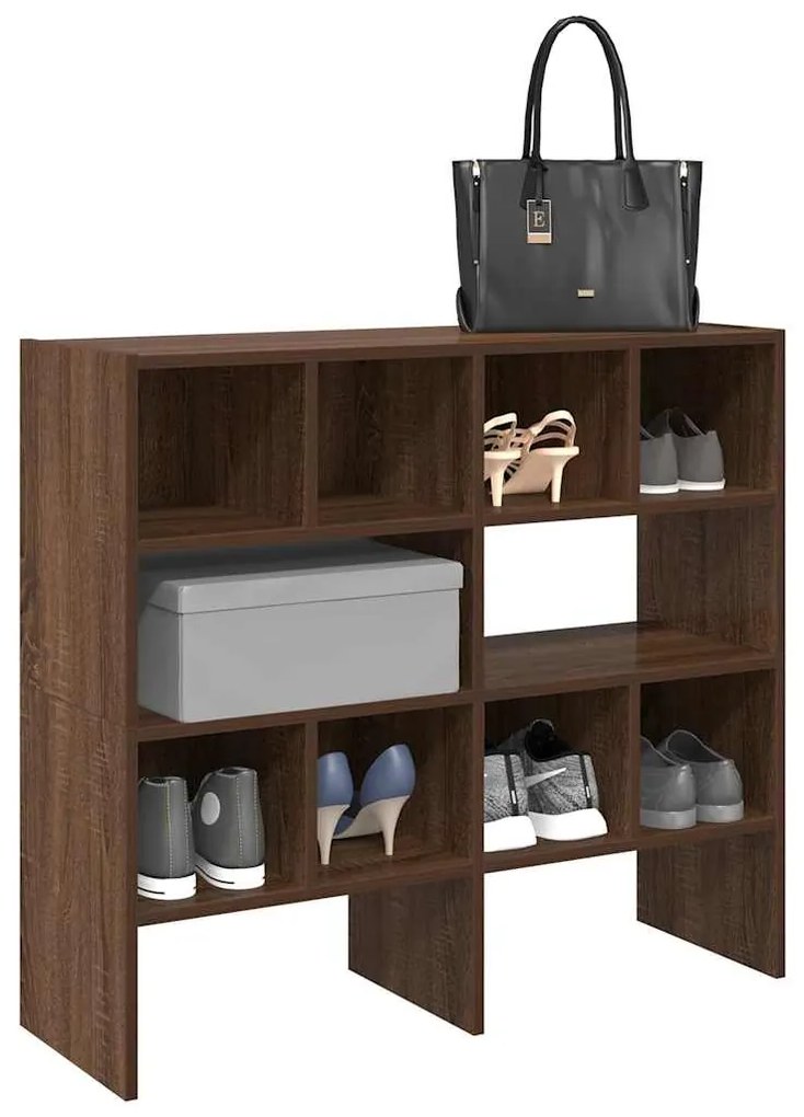 Ράφια παπουτσιών 2 τμχ στοιβαζόμενα καφέ δρυς 89,5x30x40 cm