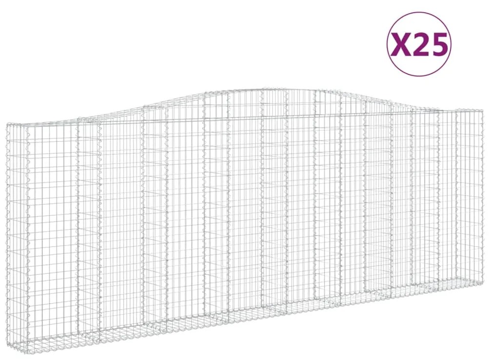 vidaXL Συρματοκιβώτια Τοξωτά 25 τεμ. 400x30x140/160 εκ. Γαλβαν. Ατσάλι