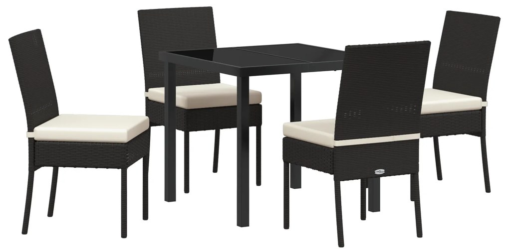 vidaXL Σέτ φαγητού για κήπο 5 pcs Μαύρο Πολυ ράταν