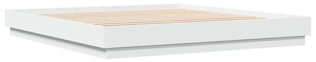 vidaXL Πλαίσιο Κρεβατιού με LED Λευκό 200 x 200 εκ.