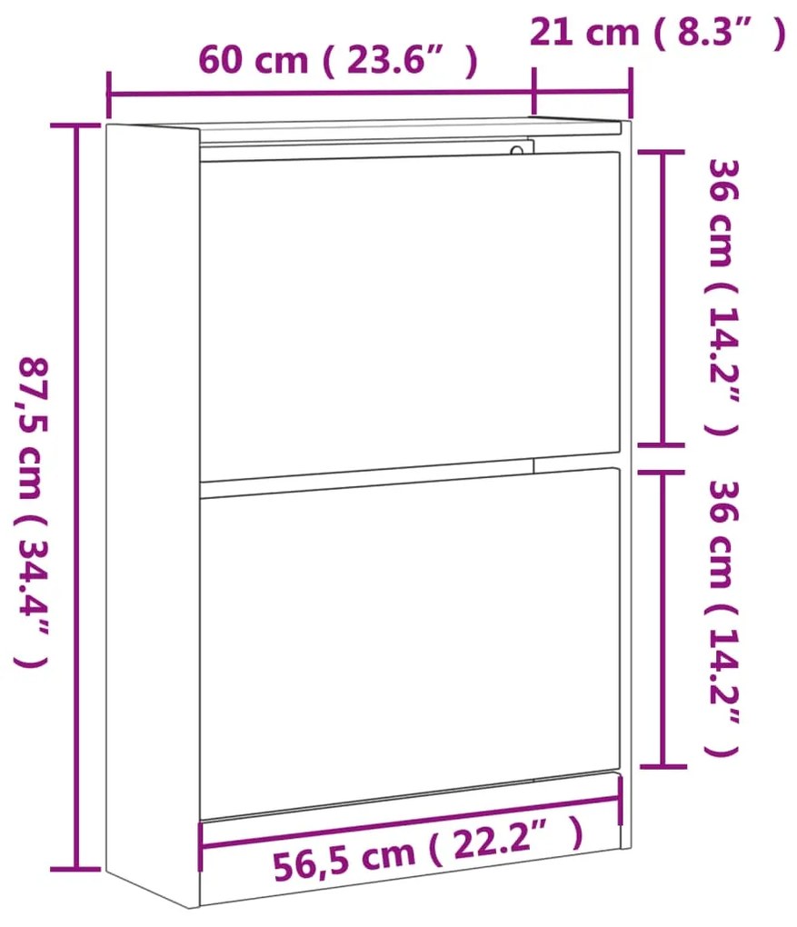 Παπουτσοθήκη Γκρι Sonoma 60x21x87,5 εκ. από Επεξεργ. Ξύλο - Γκρι