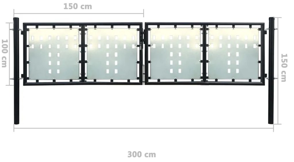 Πόρτα Περίφραξης Μονή Μαύρη 300 x 150 εκ. - Μαύρο