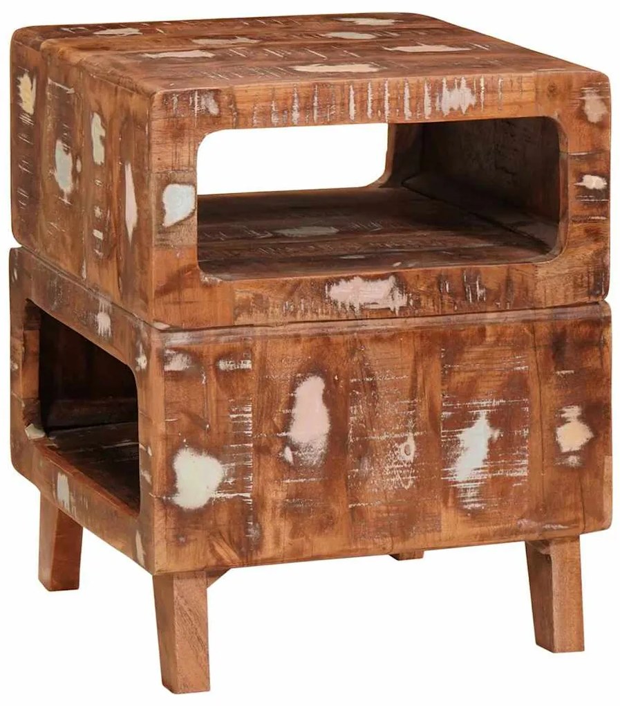 vidaXL End Table με ράφι Καφέ 40 x 40 x 49 εκ Στερεό Ανακτηθέν Ξύλο