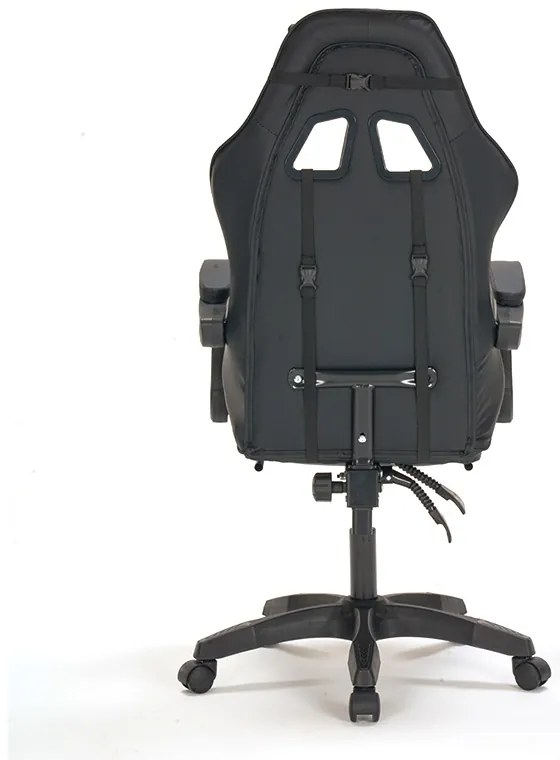 A9937 ΜΑΥΡΟ PVC ΠΟΛΥΘΡΟΝΑ GAMING/ΜΕ ΥΠΟΠΟΔΙΟ 64X59X43-112/53-125εκ.