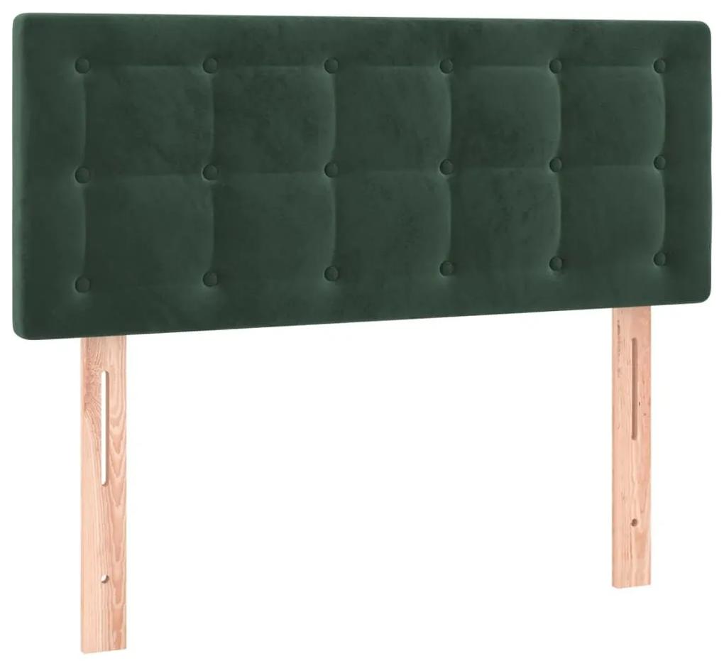 Κρεβάτι Boxspring με Στρώμα Σκούρο Πράσινο 90x200 εκ. Βελούδινο - Πράσινο