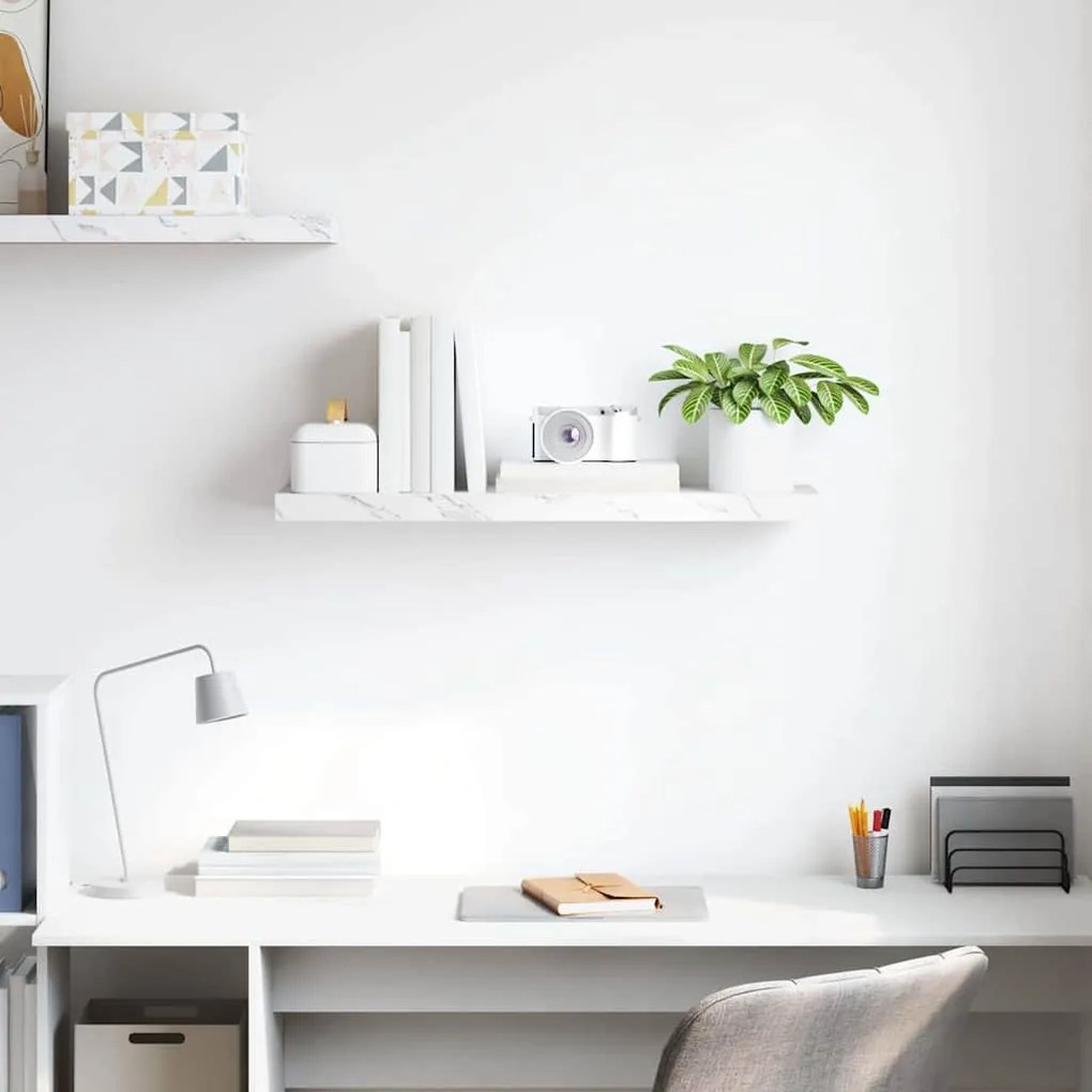 vidaXL Ράφι Τοίχου Λευκό Μάρμαρο 80 x 23,5 x 4 εκ Επεξεργασμένο ξύλο