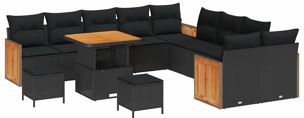 vidaXL Σετ Καναπέ Κήπου 13 pcs Μαύρο 80 x 80 x 71 cm συνθετικό ρατάν