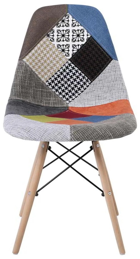 ART Wood Καρέκλα PP, Ύφασμα Patchwork 47x52x84cm (Σετ 4 ΤΕΜ)