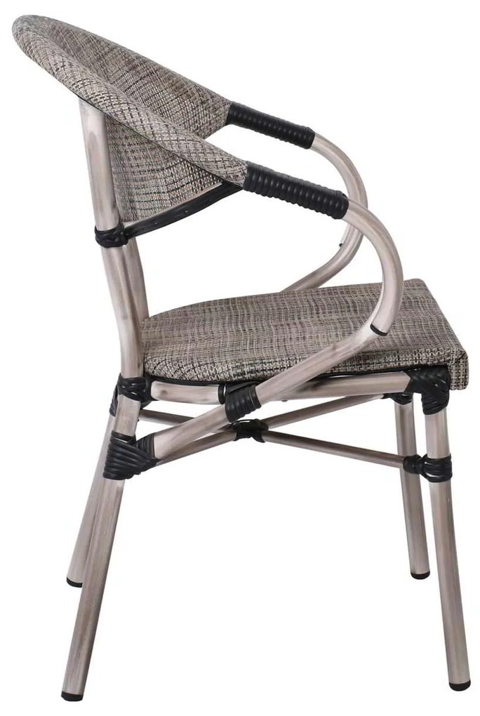 Πολυθρόνα Alu COSTA Antique Grey/Textilene Μπεζ 58x57x83cm