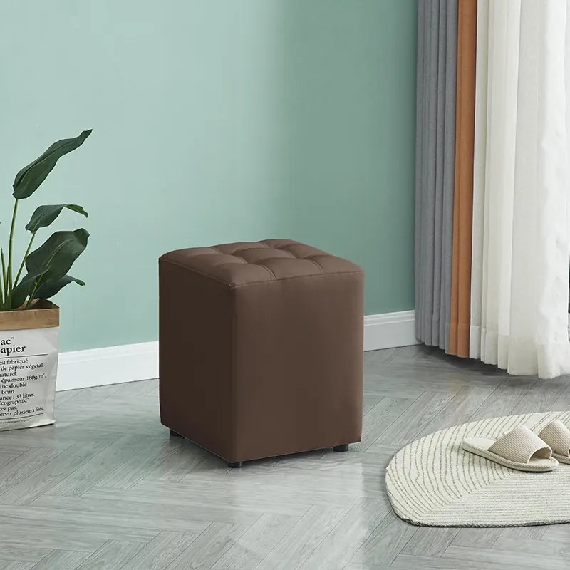 CUBE BROWN PU ΣΚΑΜΠΟ 35X35X42εκ. - (35X35X42εκ.), Χρώμα: ΚΑΦΕ - ZITA PLUS