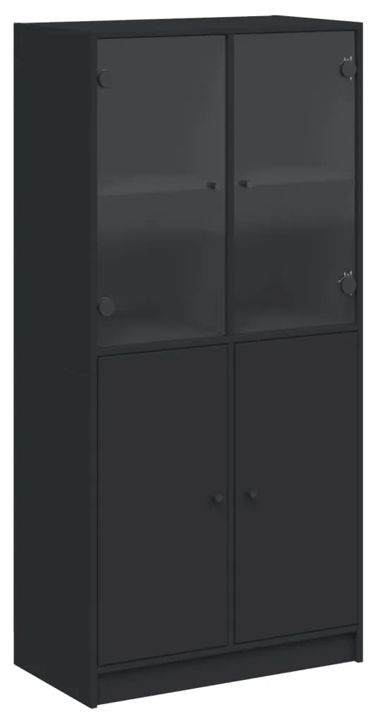 vidaXL Ντουλάπα με Πόρτες Μαύρο 68x37x142 εκ. Επεξεργασμένο Ξύλο