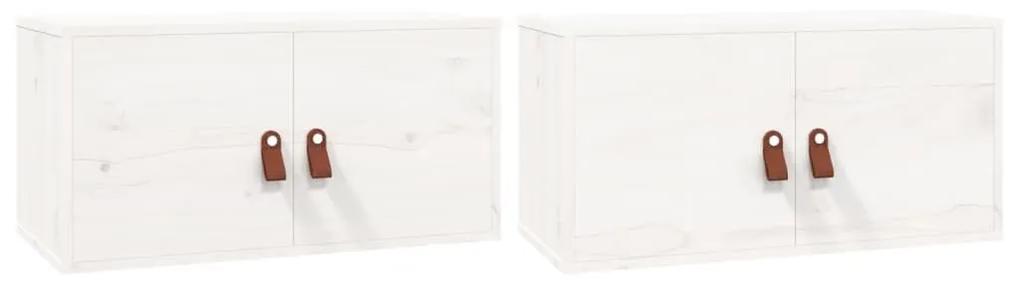 Ντουλάπια Τοίχου 2 τεμ. Λευκά 60x30x30 εκ από Μασίφ Ξύλο Πεύκου - Λευκό