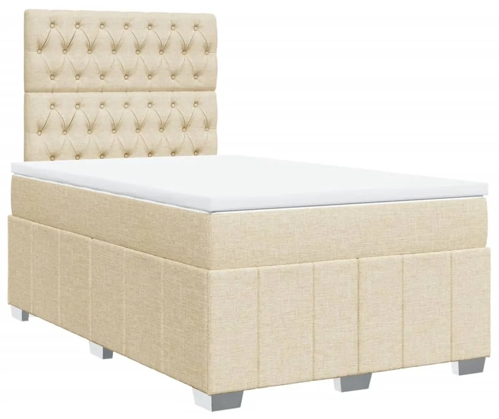 vidaXL Κρεβάτι Boxspring με Στρώμα Κρεμ 120x200 εκ. Υφασμάτινο